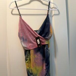 Fashionnova Colorful Tie-Dye Spaghetti Strap Dress